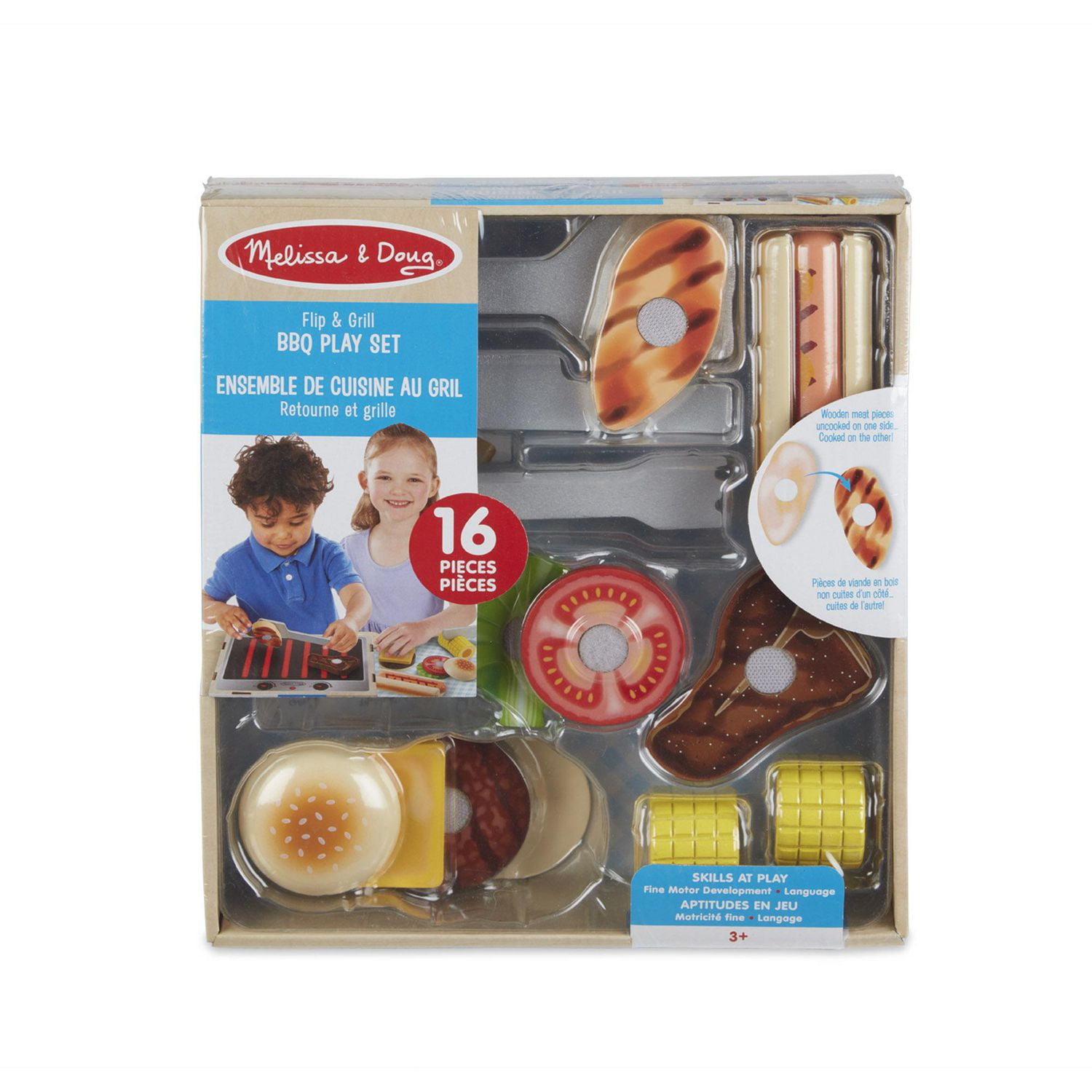 Melissa & Doug Ensemble de Jeu pour Barbecue Nourriture et Accessoires de Jeu en Bois (16 pièces)
