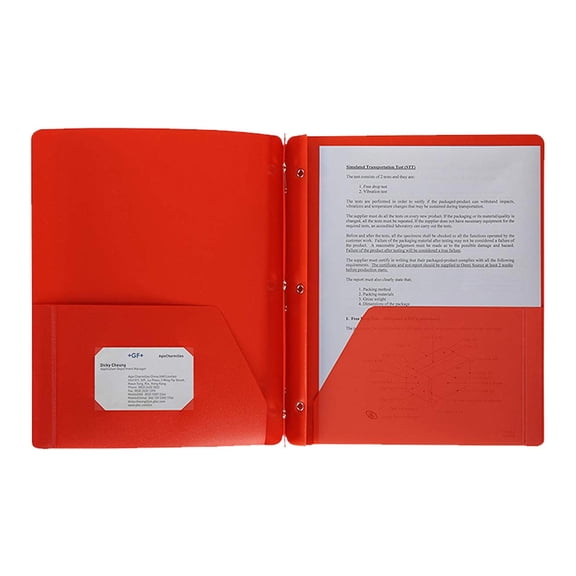 ZTTD Chemises à 2 Pochettes avec Attaches (1 Paquet, Rouge), Chemises en Papier avec 2 Pochettes et 3 Attaches pour Papier Format Lettre, Chemises avec Attaches pour Bureau Maison Affaires (Type5-Rouge)