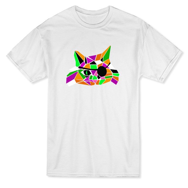 Cute Pirate Cat Face Colorful Glass Graphic Men's White T-shirt