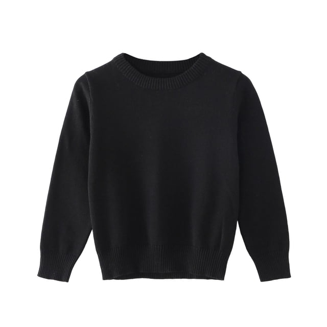 Children Sweater Knitted Round Neck Solid Pullover Boys Girls