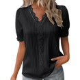 thumbnail image 1 of B91xZ Chemises pour Femmes Manches Courtes Col Rond T-Shirts, Noir TG, 1 of 5
