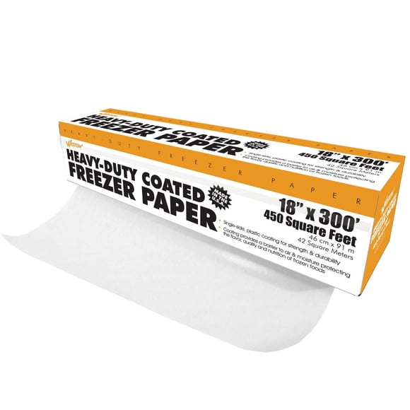 Weston Heavy-Duty Freezer Paper Roll with Cutter Box, Plastic-Coated Food Wrap, 18 in x 300 ft, 83-4001-W