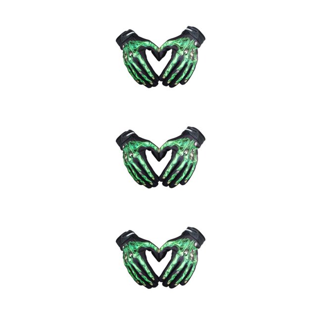 Baohd Lightweight And Shockproof Skeleton Riding Gloves For Autumn Winter Breathable And Comfortable Nylon Multifunctional green XS(kid) 3Set