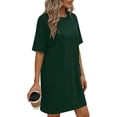thumbnail image 3 of ShomPort Robe T-Shirt d'Été pour Femme Décontractée à Manches Courtes, Col Rond, Basique, Ample, Mini, avec Poches, 3 of 6