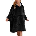 thumbnail image 4 of Indoor Outdoor Use Wearable Blanket, Cozy Gift For Friends With Elastic Cuffs At Sleeve Ends, Soft Microfiber Hooded Blanket For Ultra Warm Comfort, Oversized Sherpa Blanket, 4 of 5