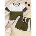 thumbnail image 2 of Gupgi Baby Boys Summer Shorts Sets Short Sleeve Contrast Color T-Shirts and Drawstring Shorts, 2 of 9