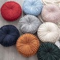 thumbnail image 3 of Coussin Rond en Velours pour la Maison, Décoration, Coussin Rond Plissé pour Canapé, Chaise, Lit, Voiture (Orange), 3 of 4