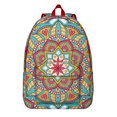 thumbnail image 1 of Boho Folk Ethnic Mandala Canvas School Backpack, Abstract Sacred Meditation Daypack with Artistic Cultural Ornament Pattern, 1 of 4
