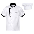 thumbnail image 1 of TiaoBug Unisex Short Sleeve /Long Sleeve Chef Coat Jacket with Hat Lightweight Button Restaurant Kitchen Chef Top Uniform White 4XL, 1 of 7