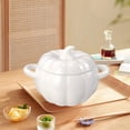 thumbnail image 2 of Sentmoon Ceramic Bowl Bowl 1800ML Ceramic Soup Bowl with Lid Pumpkin Shape Large Soup Bowl for Home Use,for Serving Noodles, Stews, and Soups, Stylish and Functional Kitchen Tableware, 2 of 7