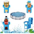 thumbnail image 1 of Above Ground Pool Plastic Drinks Cup Holder, Blue Cup Holders Fit 2 Inches or Less Poolside Round Top Tubes, 4 Packs, 1 of 6