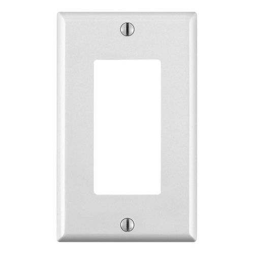 Decora Plaque Murale Standard à 1 Bande en Blanc avec une Ouverture Rectangulaire pour Appareils Decora Ou GFCI, Orientée vers l'Avant avec Deux Vis en Haut et en Bas, Idéale comme Plaque Décorative de Couvercle d'Interrupteur pour Plaques d'Interrupteur et de Prise à la Maison.