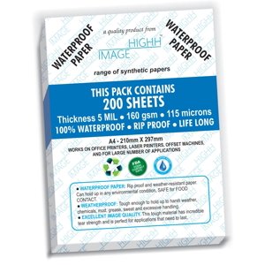 WATERPROOF PAPER | 200 SHEETS NON-TEAR Papier pour LASER PRINTERS 5 MIL 110 LB, SYNTHETIC DOUBLE SIDED PAPER, 8.5X11 à partir HIGHH IMAGE