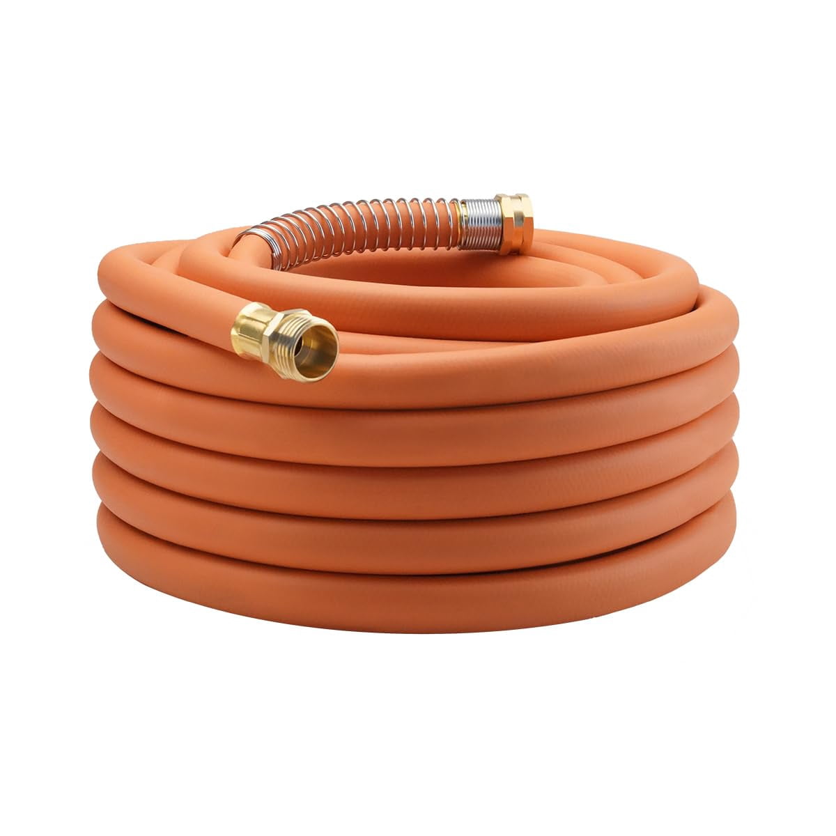 Wiseflow Garden Hose 50FT x 5/8"" Heavy Duty Rubber Hose Water Hose with Five Layered Braiding Male Female Fittings 1000PSI Burst 300PSI Working for Yard Car Wash Pets (Orange)