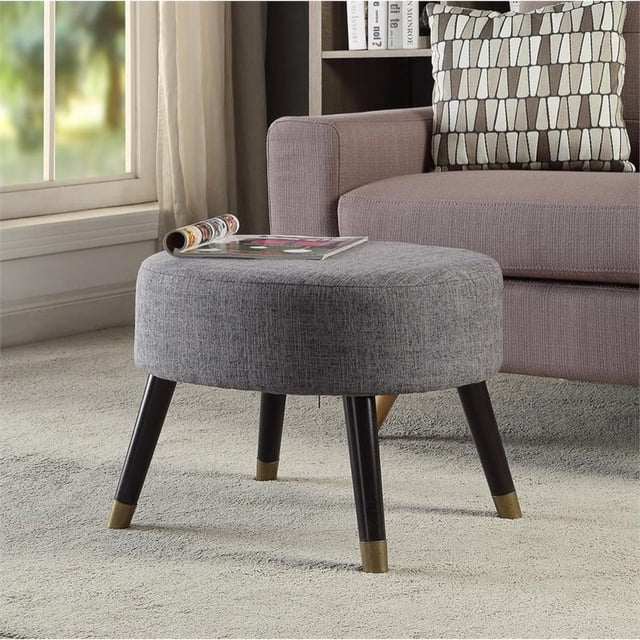 Convenience Concepts Designs4Comfort Tabouret Ottoman Mi-Siècle en Tissu Gris