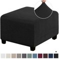 thumbnail image 1 of Chok 3 Sizes Square Jacquard Durable Customized Stretch Footrest Ottoman Cover Folding Storage Stool Furniture Protector Slipcover (Dark Grey L), 1 of 7