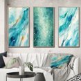 thumbnail image 1 of Designart "Turquoise Impressions Waves of Infinity VII" Abstract Painting Framed Wall Art Set Of 3 - Turquoise Modern Frame Gallery Set For Office Decor, 1 of 6