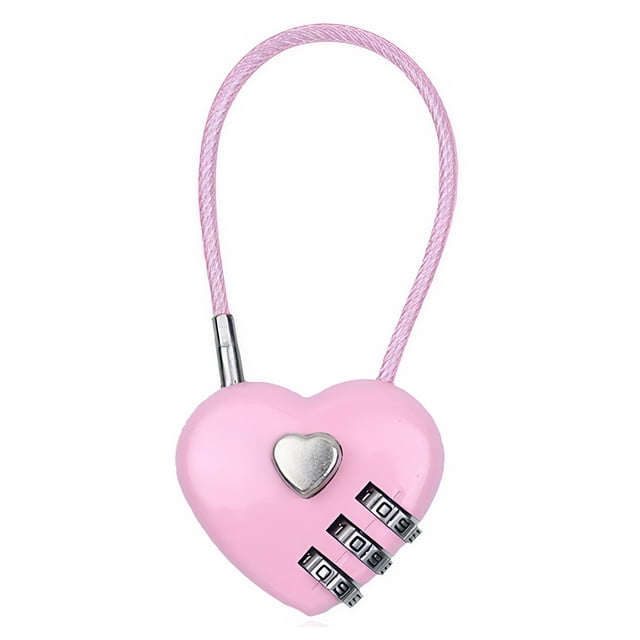Langgg 2-Piece Heart-Shaped Combination Lock, Heart-Shaped Combination Durable, For Storage Day and Outdoor Combination pink 06U(50CM)