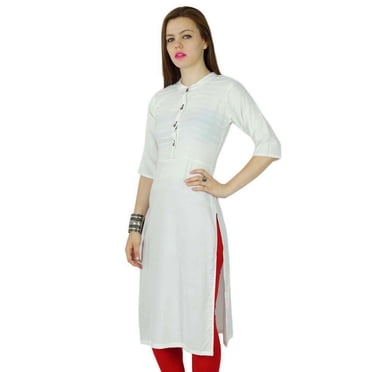 Bimba Kurta Kurti Personnalisé en Rayonne pour Femmes, Tunique d'Été à Manches Courtes, Long Haut Blouse, Vêtements Indiens