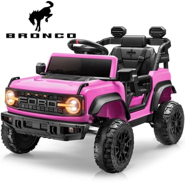 iYofe Ford Bronco Raptor Electric Ride on Toy Car for Toddler Kids, 12V Battery Powered Ride on Cars w/Remote Control, Bluetooth & Lights, Pink