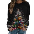 thumbnail image 1 of UPPADA Chandails de Noël pour Femmes, Imprimé d'Arbre de Noël, Chandail à Manches Longues, Hauts à Enfiler, Automne, Chandail Confortable, Chandail à Col Rond de Noël, 1 of 4