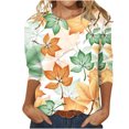 thumbnail image 1 of IROINNID T-shirt à Manches Longues en Polyester Réduit pour Femmes Imprimé Quotidien T-shirt Ample Blouse Mi-Longue Col Rond Hauts, Jaune, 1 of 5