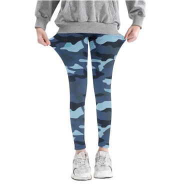 Girls Sweatpants on Clearance Girls Camouflage Printed Pants High Waist Stretchy Soft Tights Kids Summer Leggings for School Wearing Girls Athletic Leggings New Blue 7 Years