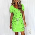 thumbnail image 2 of DPTALR Robe Mi-Mollet à Manches Courtes et Col en V pour Femmes, Jupes Courtes Rétro pour Dames, Jolies Robes d'Été pour Sorties pour Filles, 2 of 4