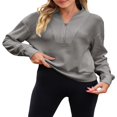 thumbnail image 4 of Solid Color Stand Collar Zipper Women‘s Loose Sweatshirt, 4 of 9