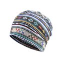 thumbnail image 1 of Tuque Décontractée Style Bohème Hijab Musulman Turban Extensible Mode Bonnets de Protection des Oreilles Accessoires de Coiffure Bonnet à Rayures Bleues, 1 of 6
