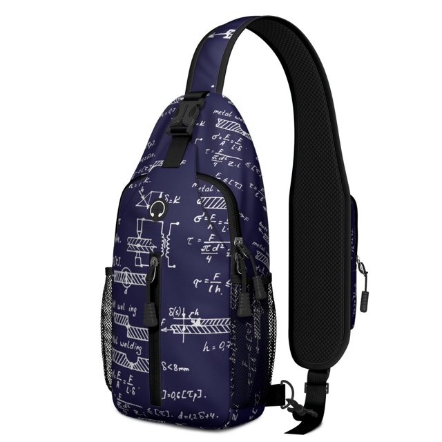 Educational Science Sling Backpack, Scientific Formula Crossbody Daypack for Classroom Learning and Lab Use