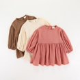 thumbnail image 2 of Automne Printemps Bébé Filles Puff Manches Robe O-Cou Volanté Ourlet Robe Bébé Princesse Mignon Robe Douce Nouveau-Né Vêtements 0-5T, 2 of 5