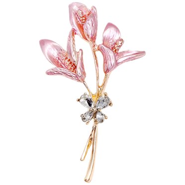 KAKOWELY flower pin Flower Lapel Pin Clothes Rhinestone Lily Brooch Women Shawl Brooch Decoration for Scarf Hat Suit2.44"X1.38"X0.2"