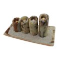 thumbnail image 2 of Bougie et Plateau en Marbre Rouge et Blanc Artisanal Fait Main 5 Pcs, 2 of 3