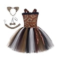 thumbnail image 1 of FhsagQ Robe pour Filles Robe pour Tout-Petites Mode Sans Manches Motif Animal Robe de Soirée de Fête Performance pour Enfants Vêtements Filles Robes de Pâques Taille 6X Robes pour Filles Taille 7 Hiver Brun 5-6 Ans, 1 of 4