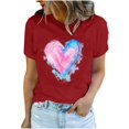 thumbnail image 1 of Diufon Hauts de la Saint-Valentin pour Femmes Décontracté Tendance Manches Courtes Col Rond Chemisier Imprimé Graphique Mignon, 1 of 5
