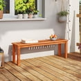 thumbnail image 2 of Costway 1 PCS 47 Inch Patio Wood Bench 2-Person Backless Bench with Slatted Seat Teak, 2 of 9