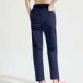 thumbnail image 3 of Yuyuzo Women Casual Pants Elastic Drawstring High Waisted Solid Color Slacks Straight Leg Bootcut Trousers, 3 of 4