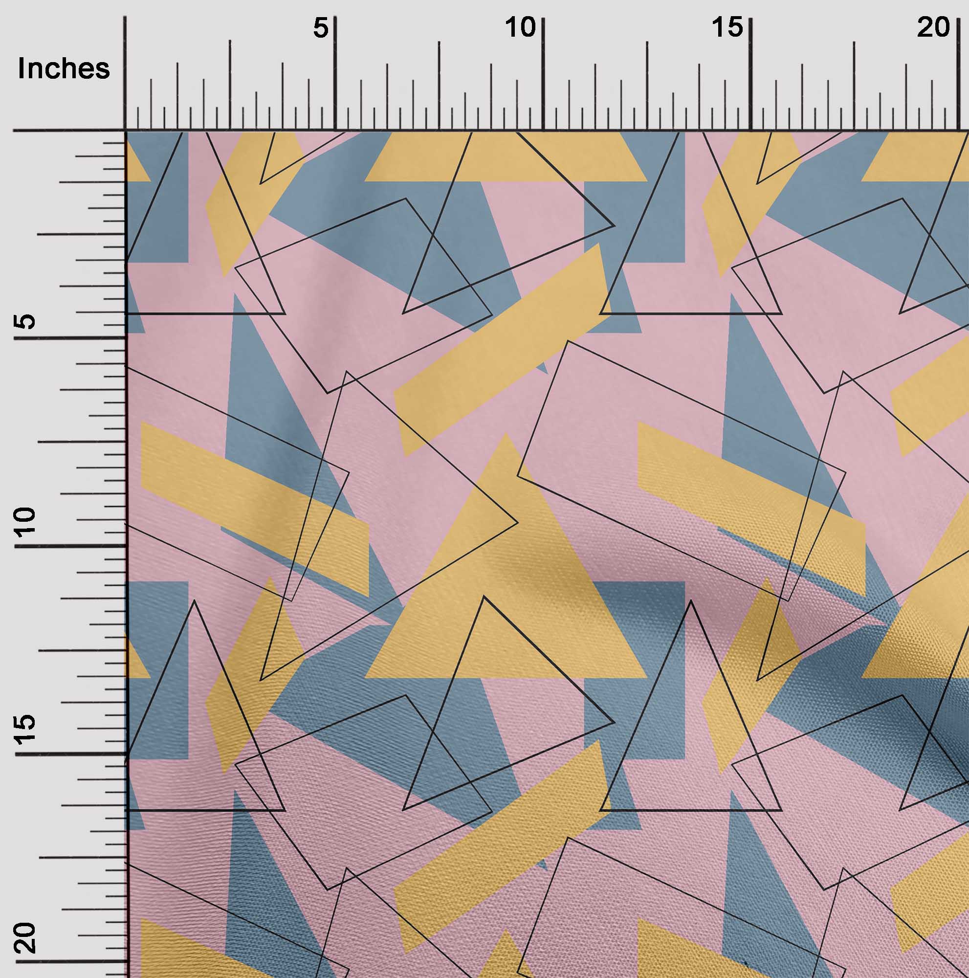 oneOone Tissu Popeline Sergé en Coton Bio Rectangle & Triangle Imprimé Géométrique au Mètre 42 Pouces de Large