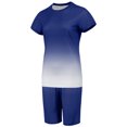thumbnail image 3 of Innerwin Sweatsuits Solid Color Women Jogger Set Running Short Sleeve Loose Two Piece Outfit Blue L, 3 of 5