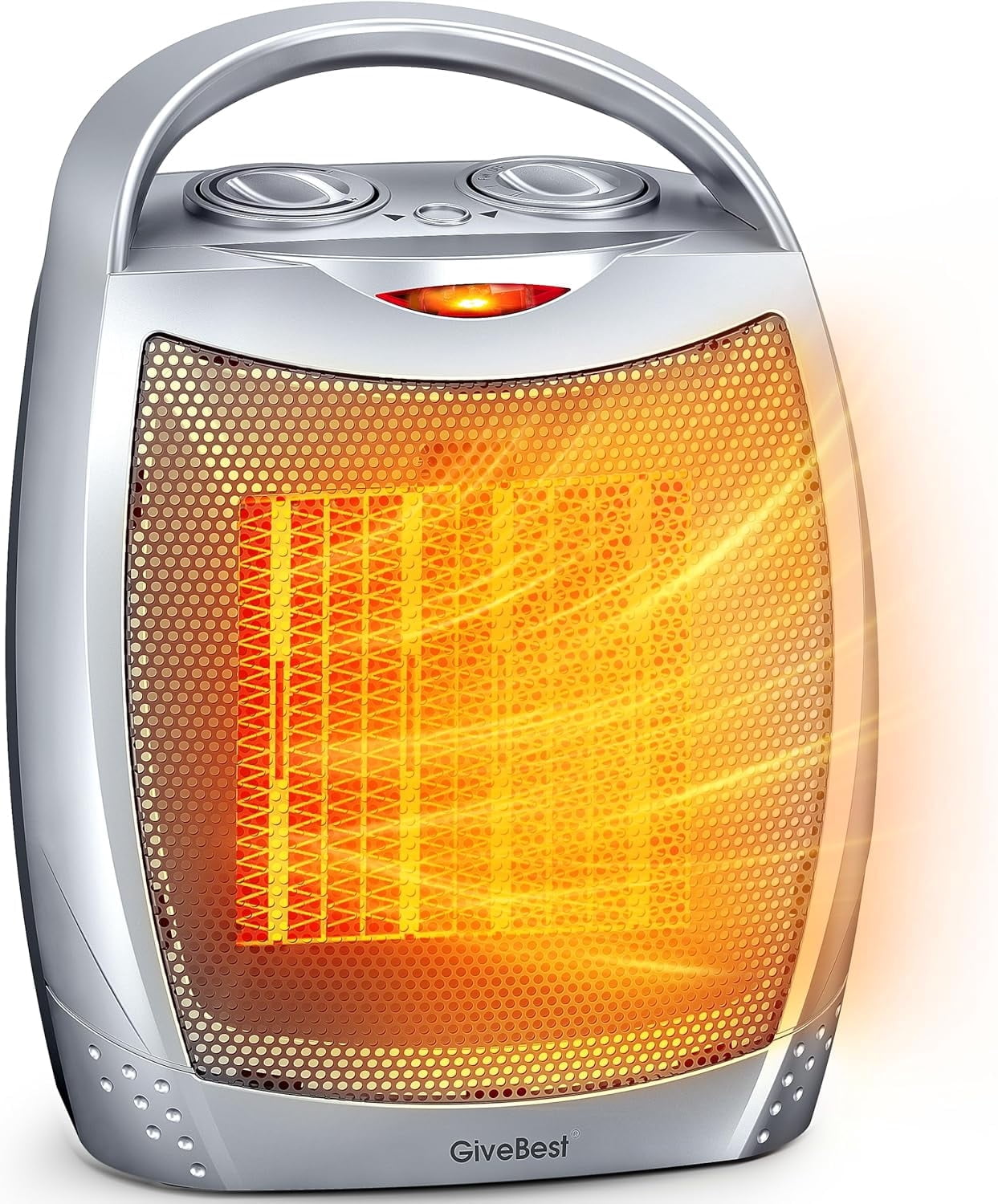 Refurbished GiveBest Portable Electric Space Heater with Thermostat, Silver