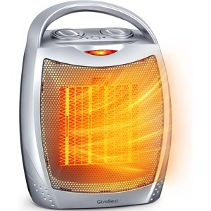 Rénovés GiveBest Portable électrique Space Chauffe-therme avec thermostat, argent