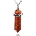thumbnail image 1 of Angelstones Collier Pendentif Reiki Chakra Hexagonal Pointu en Pierre Dorée Gemstone 20 Pouces, 1 of 3