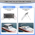 thumbnail image 4 of 3 Bow Bimini Tops for Boats, Bimini Top Cover with 2 Support Poles & 2 Straps, Mesh Sidewalls, Storage Boot, Frame, 4 of 5