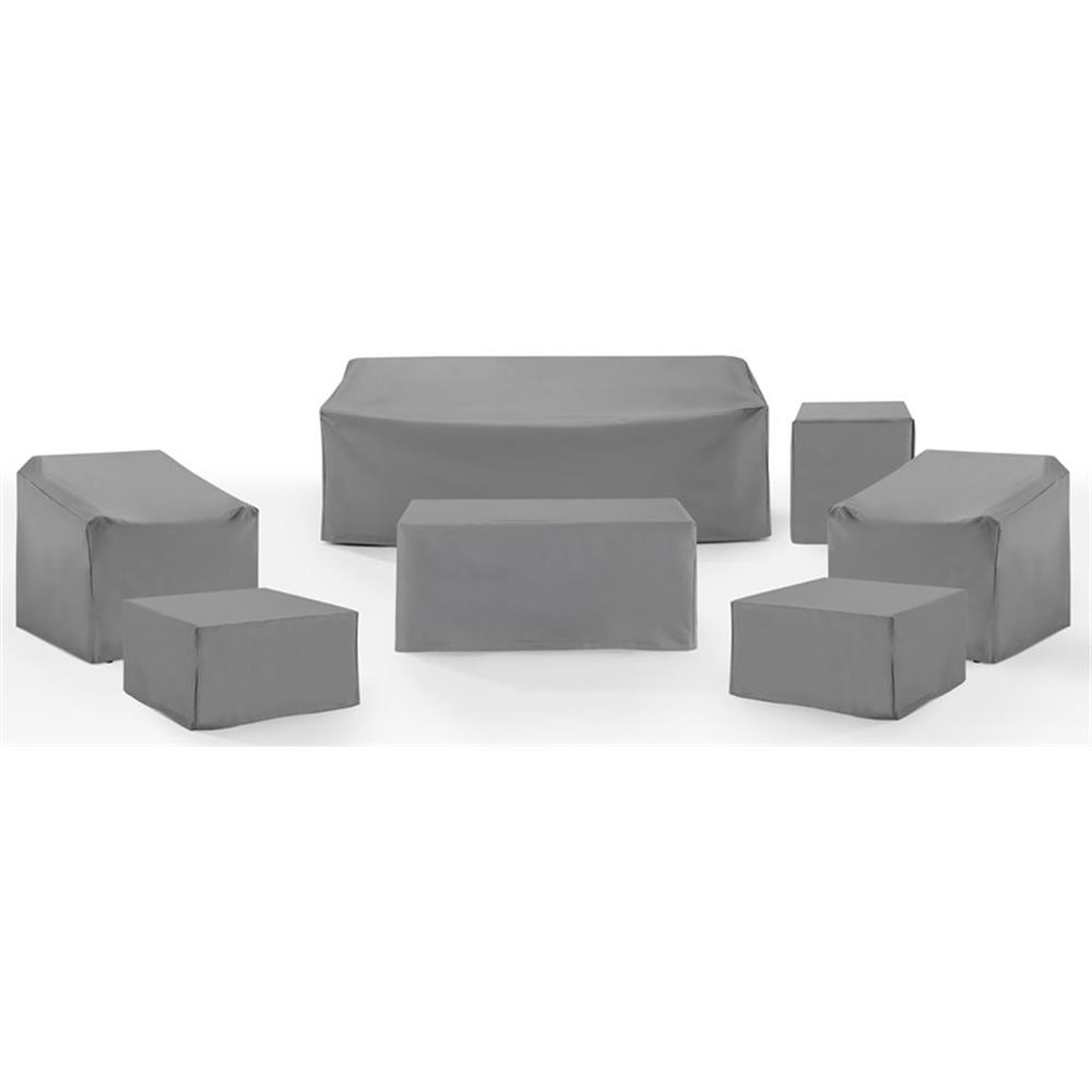 Crosley Furniture Housses 7 Pcs Ensemble de Housses de Canapé d'Extérieur en Vinyle Traditionnel Gris