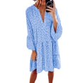 thumbnail image 1 of U.Vomade Nouvelle Robe Mini Ample Léopard Femme Décontractée Rose Col en V Manches à Volants Jupe Chemise de Fête Femme Plage Robe Bohème, 1 of 4