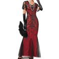 thumbnail image 1 of UPPADA Robe Cocktail à Col Rond pour Femmes Robe Queue de Poisson Robe Cocktail Sans Manches Robe Formelle Évasée Robe d'Invitée de Mariage Robe Cocktail Moulante Liquidation en Liquidation, 1 of 4