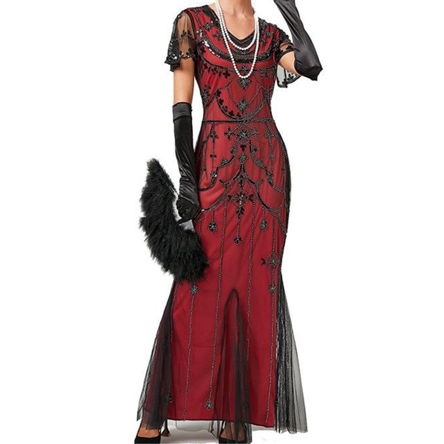 UPPADA Robe Cocktail à Col Rond pour Femmes Robe Queue de Poisson Robe Cocktail Sans Manches Robe Formelle Évasée Robe d'Invitée de Mariage Robe Cocktail Moulante Liquidation en Liquidation