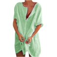thumbnail image 1 of Robe Chemise pour Femmes Courte Mini Robe à Manches Courtes Chemise Patchwork de Couleur Unie, 1 of 9