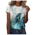 thumbnail image 1 of XZNGL T-shirt à Manches Courtes pour Femmes, Mode d'Été, Imprimé, Col Rond, Haut Ordinaire, 1 of 1